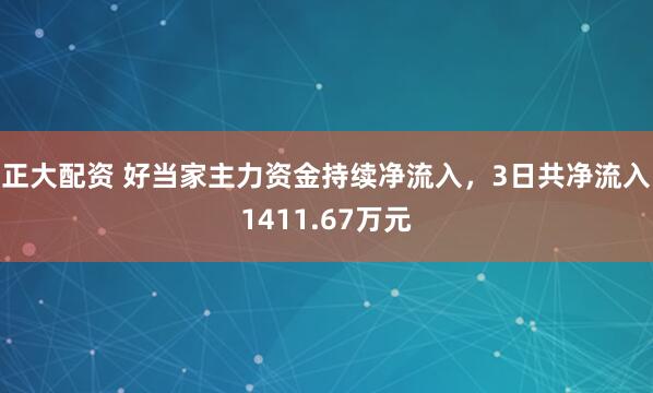正大配资 好当家主力资金持续净流入，3日共净流入1411.67万元